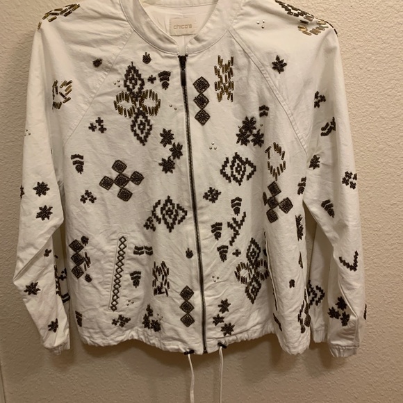 Chico’s white zipper jacket long sleeve - Picture 2 of 11
